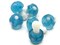 6 19mm Bright Sky Blue and White Polka Dot Mushroom Lampwork Glass Beads